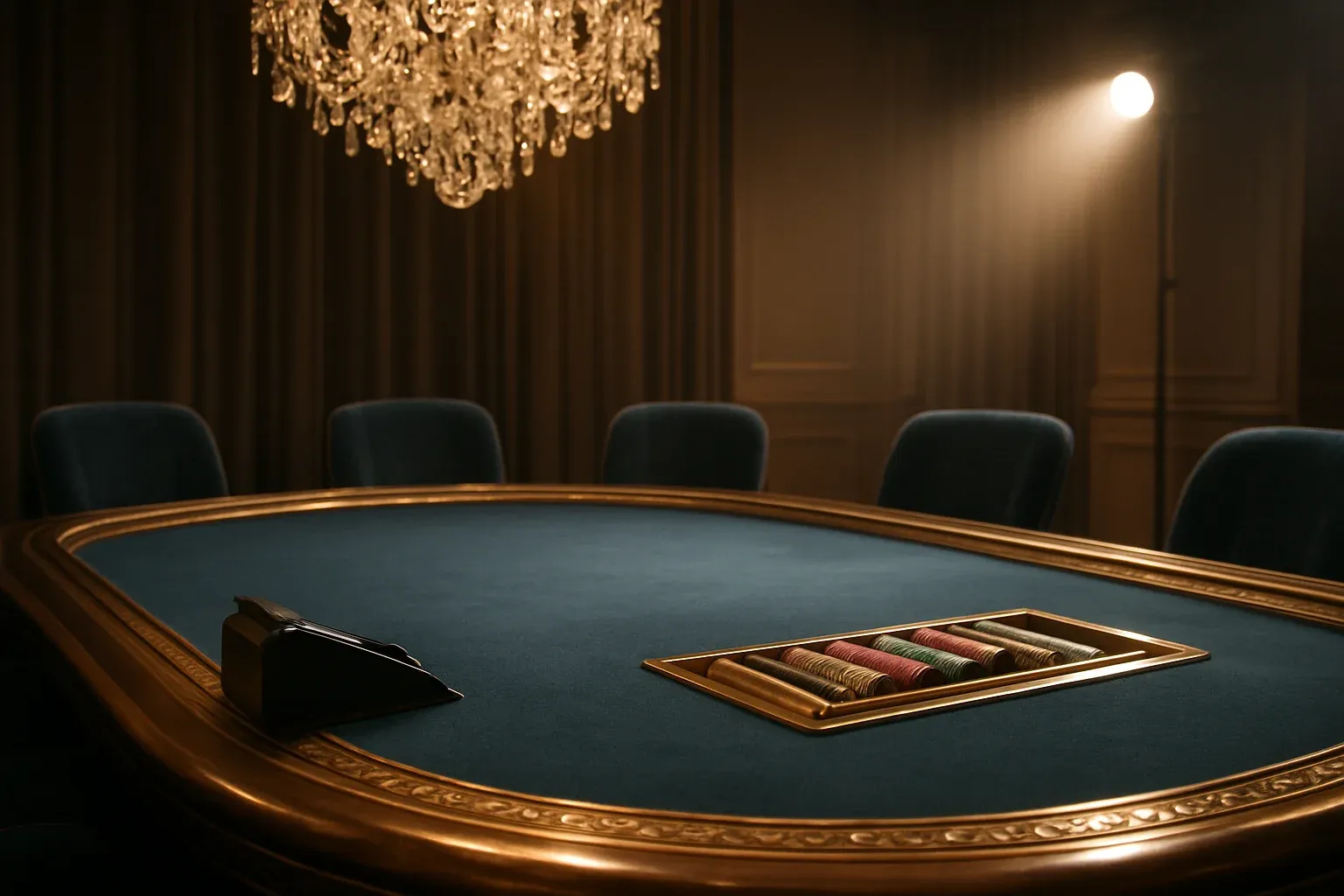 Hyperrealistic wide shot of premium live baccarat studio in the Philippines